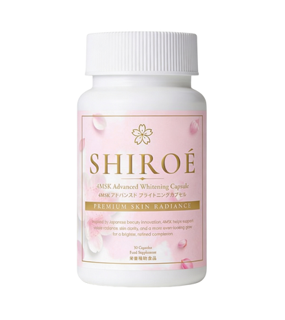 SHIROÉ 4MSK Advanced Whitening Capsule bottle on a transparent background